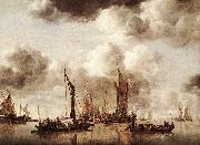 Jan van de Capelle Dutch Yacht Firing a Salvo Norge oil painting reproduction